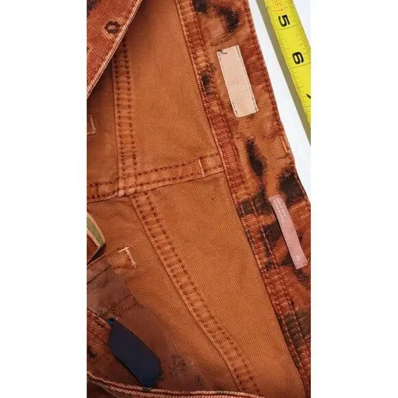 Pilcro Anthropologie The Slim Boyfriend Jeans Orange Motif Distressed Sz 26 - Picture 3 of 4